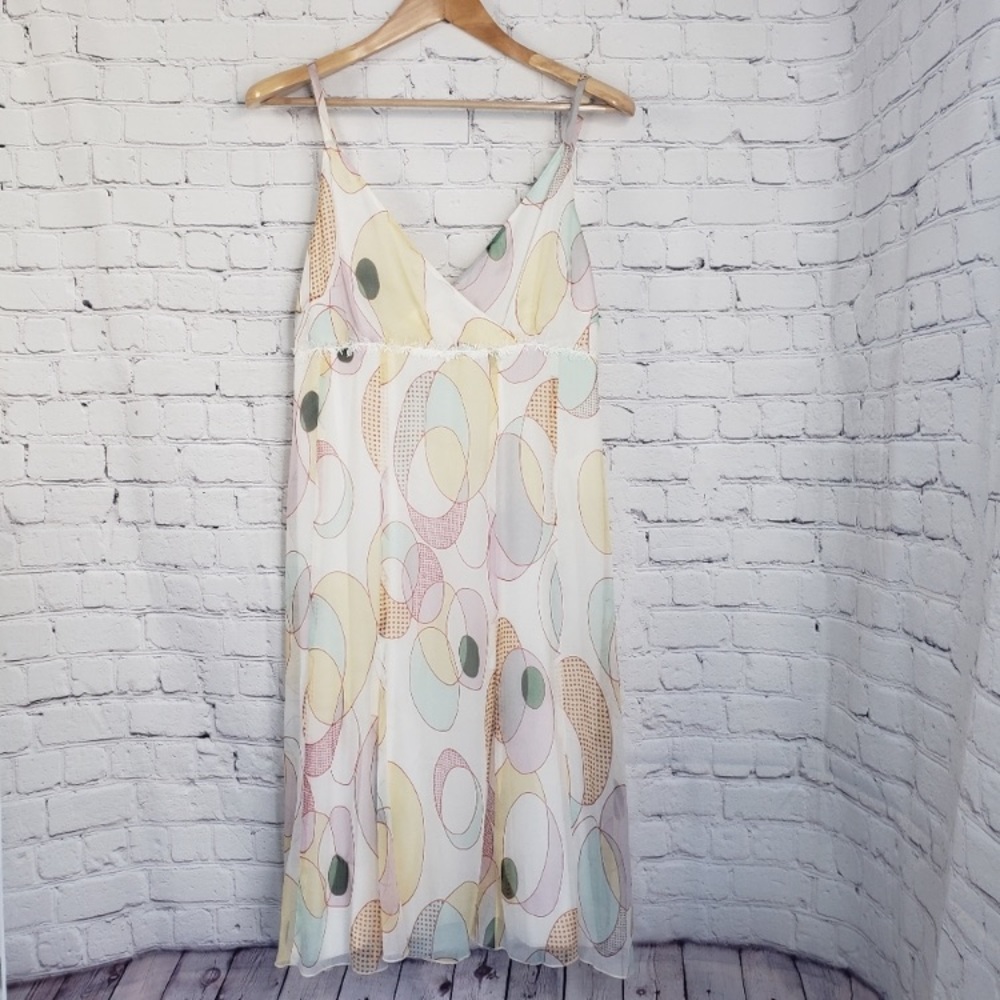Vintage 100% Silk Strappy Dress 90s 1990s Mod